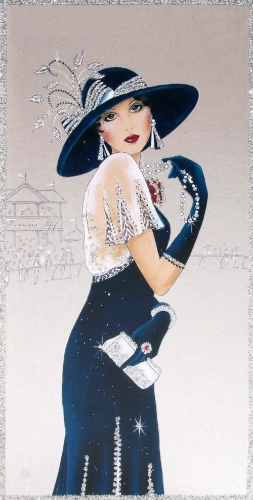 Clintons Art Nouveau Lady birthday card