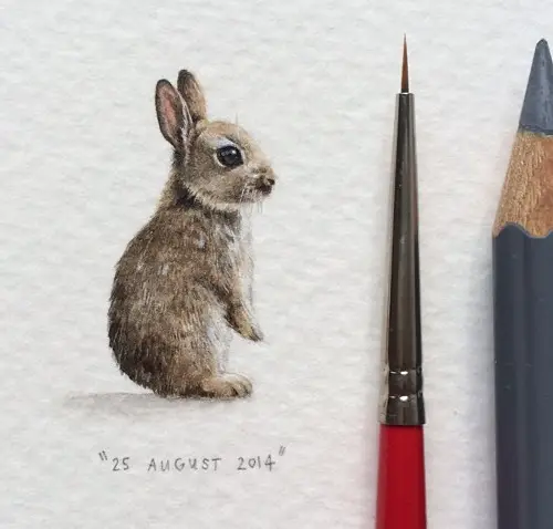 Miniature watercolor painting by Lorraine Loots