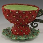Red tea cup by ceramic artist Natalya Sots