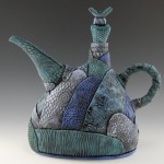 Blue-Turquoise Hand build patchwork teapot