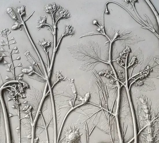Exquisite Botanical Bas-Relief by Artist Zela